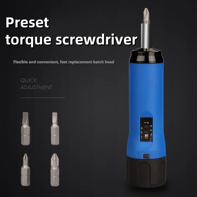 Adjustable Preset Torque Screwdriver Kits with 4 Bits, Interchangeable Head Torque Wrench for Precision Screw Fastening,