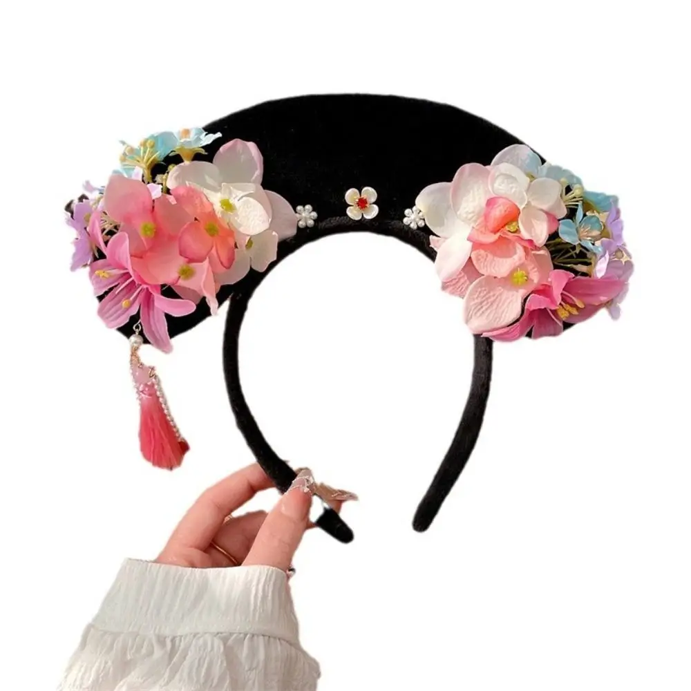 Flower Chinese Style Headwear Tassel Hanfu Headdress Hanfu Hair Clip Pearl Royal Court Headwear Ancient Style Headband