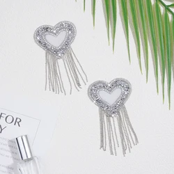 Heart Shape Nipple Stickers Rhinestone Chest Jewelry Women Tassel Chain Nipple Covers Bra Decor Love Nipple Pasties