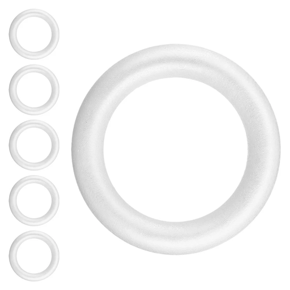 

6pcs Foam Round Rings Lightweight Durable Diy Craft Material White Forms Decorative Wreath Kit Christmas Wedding Decor