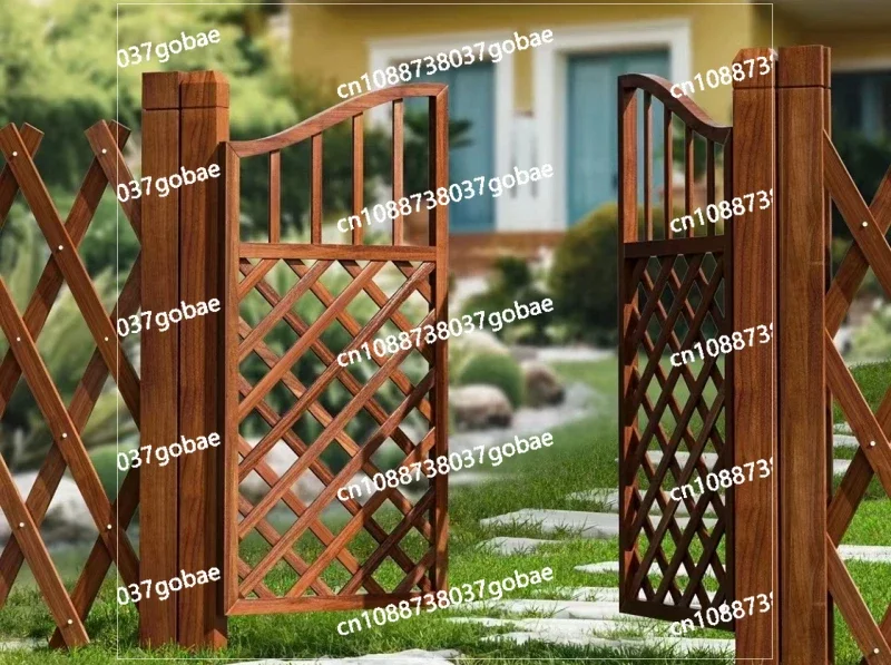 Fence Door Anticorrosive Wooden Door Double Opening Fence  Vegetable Garden Small Yard  Wooden Fence Garden  Outdoor