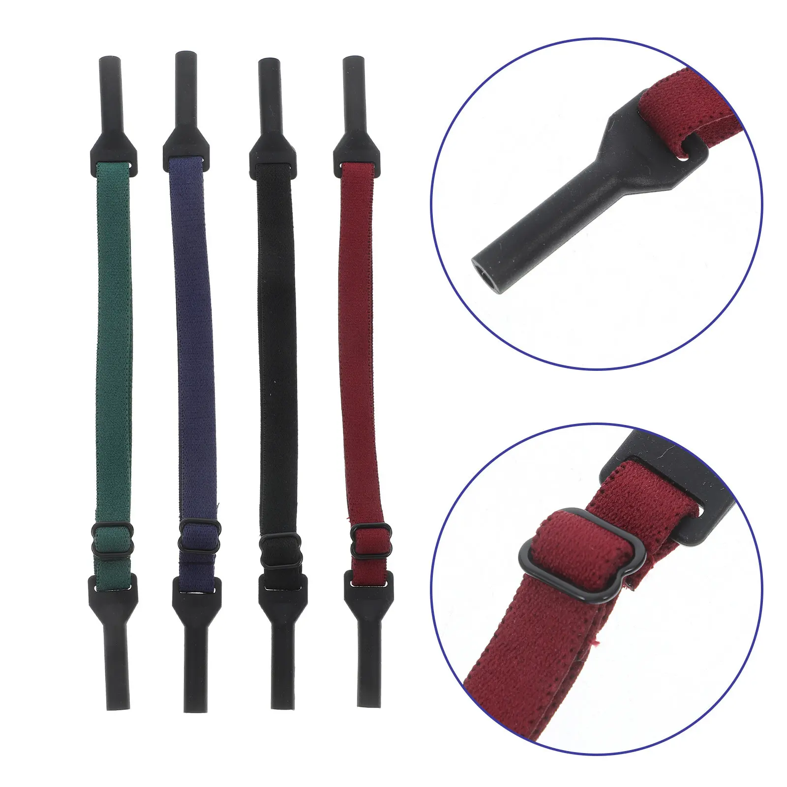 

4Pcs Adjustable Elastic Anti-Slip Glasses Strap for Running Sports Outdoor Activities Kids Adults Fashion Multicolor Sunglasses