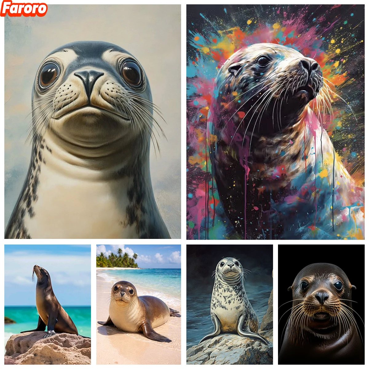 New Sea lions and Seals DIY Diamond Painting Kit Customizable Marine Animals 5D Diamond Embroidery Home Wall Decor DIY Kids Gift