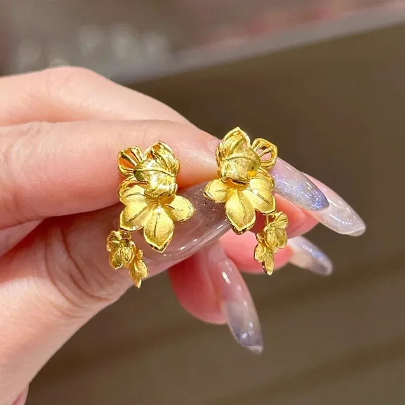 

PONYKISS 925 Sterling Silver 18K Gold Wutong Leaves Flower Stud Earrings for Women Vintage Fine Jewelry Minimalist Accessories