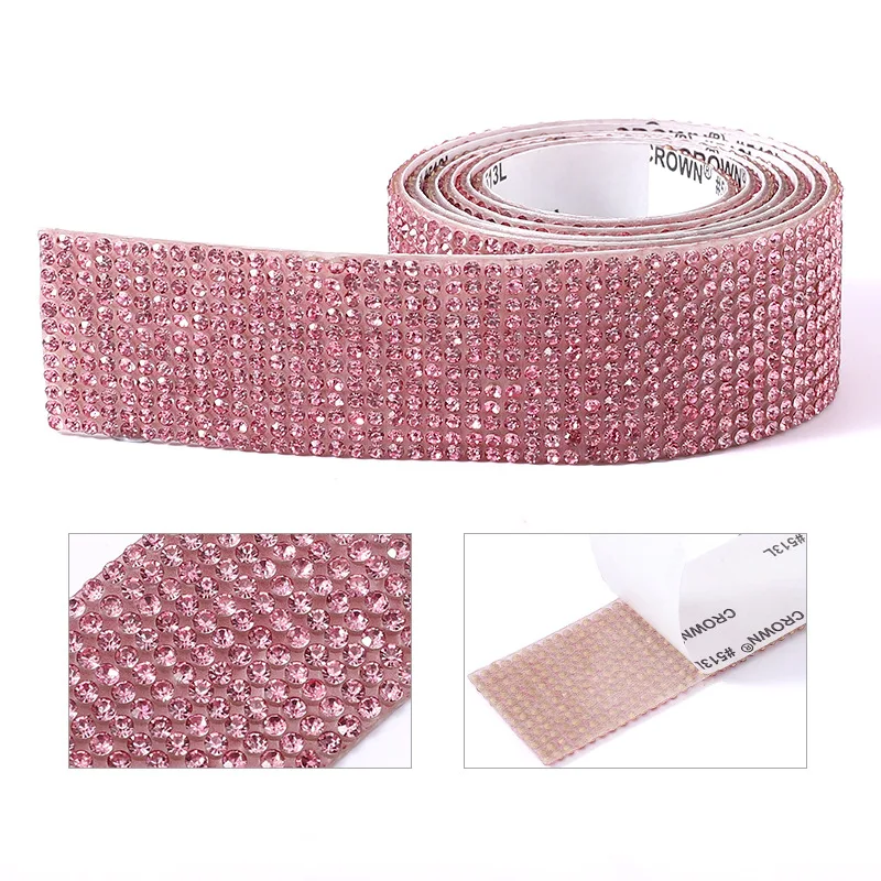 Self Adhesive Crystal Rhinestone Sticker Diamond Ribbon DIY Sticker Rhinestones for Arts Crafts, DIY Event Car Phone Decoration