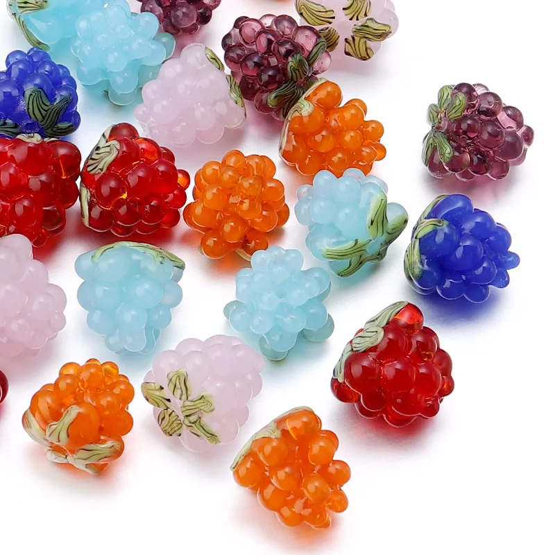 2Pcs Pastoral Style Glazed Bead Colored Fruit Grapes DIY Handmade Woven Beaded Material Jewellery  Earring Accessories