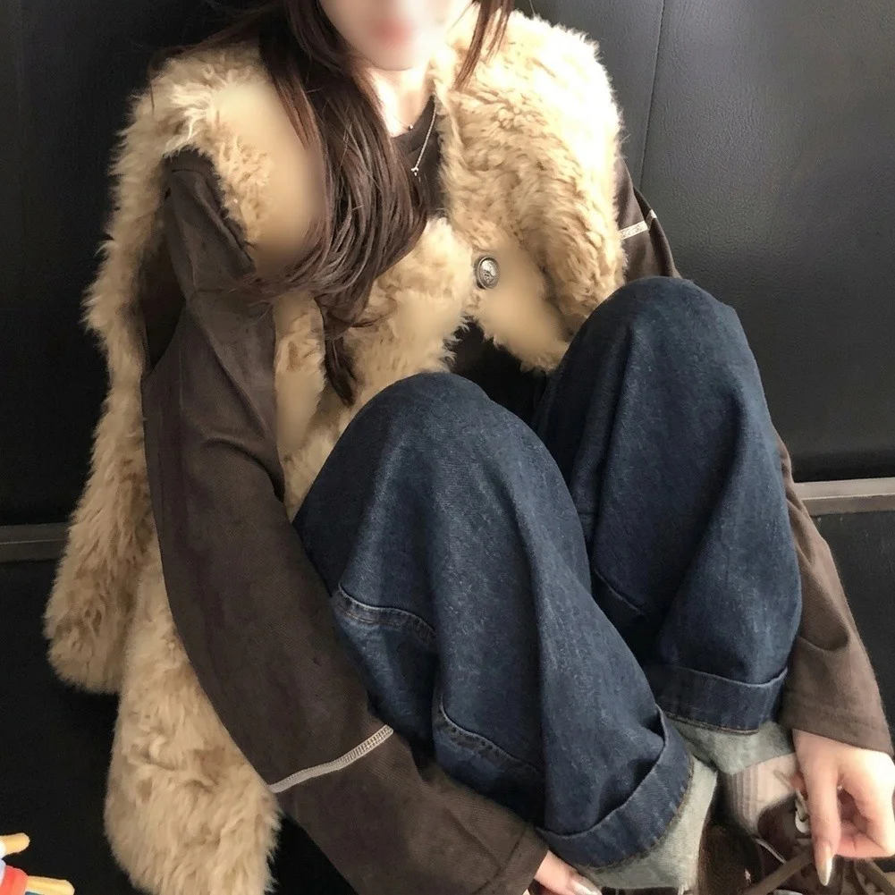 Warm Women's Sleeveless Vest Autumn Winter Round Collar Loose Waistcoat Button Front Casual Coffee White Size S-L
