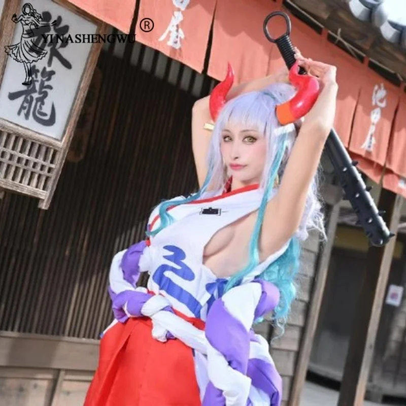 Halloween Costume Yamato Cosplay Costume Set Women Kimono Cosplay Anmie Wig Headwear Prop Halloween Carnival Party Uniform Suit
