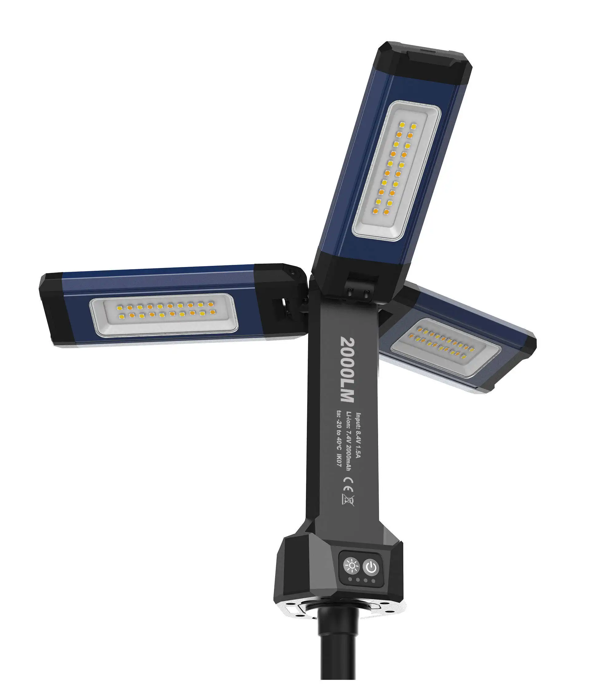 Luz Led portátil con cable para exteriores, luces de trabajo recargables de 3 cabezales con soporte para trípode