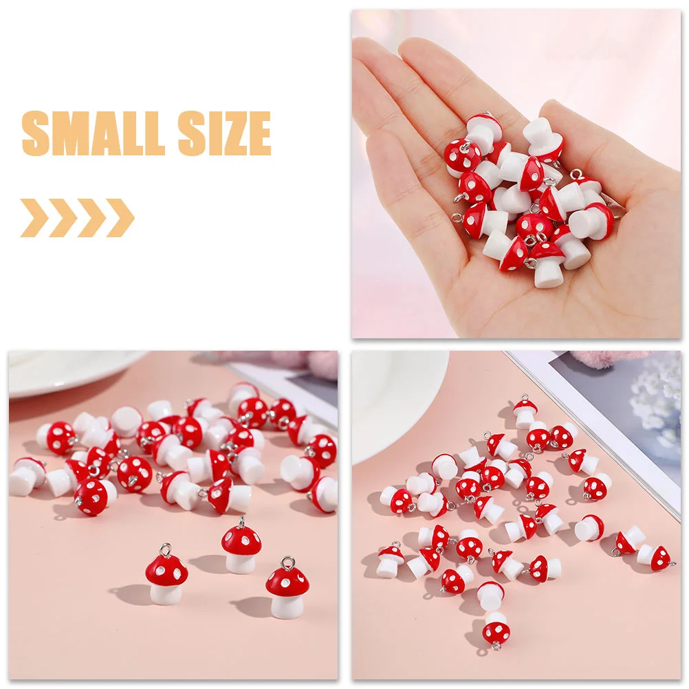 20 Pcs Necklace Earrings Mushroom Pendant Mushrooms Resin Keychain Charms for Jewelry Making