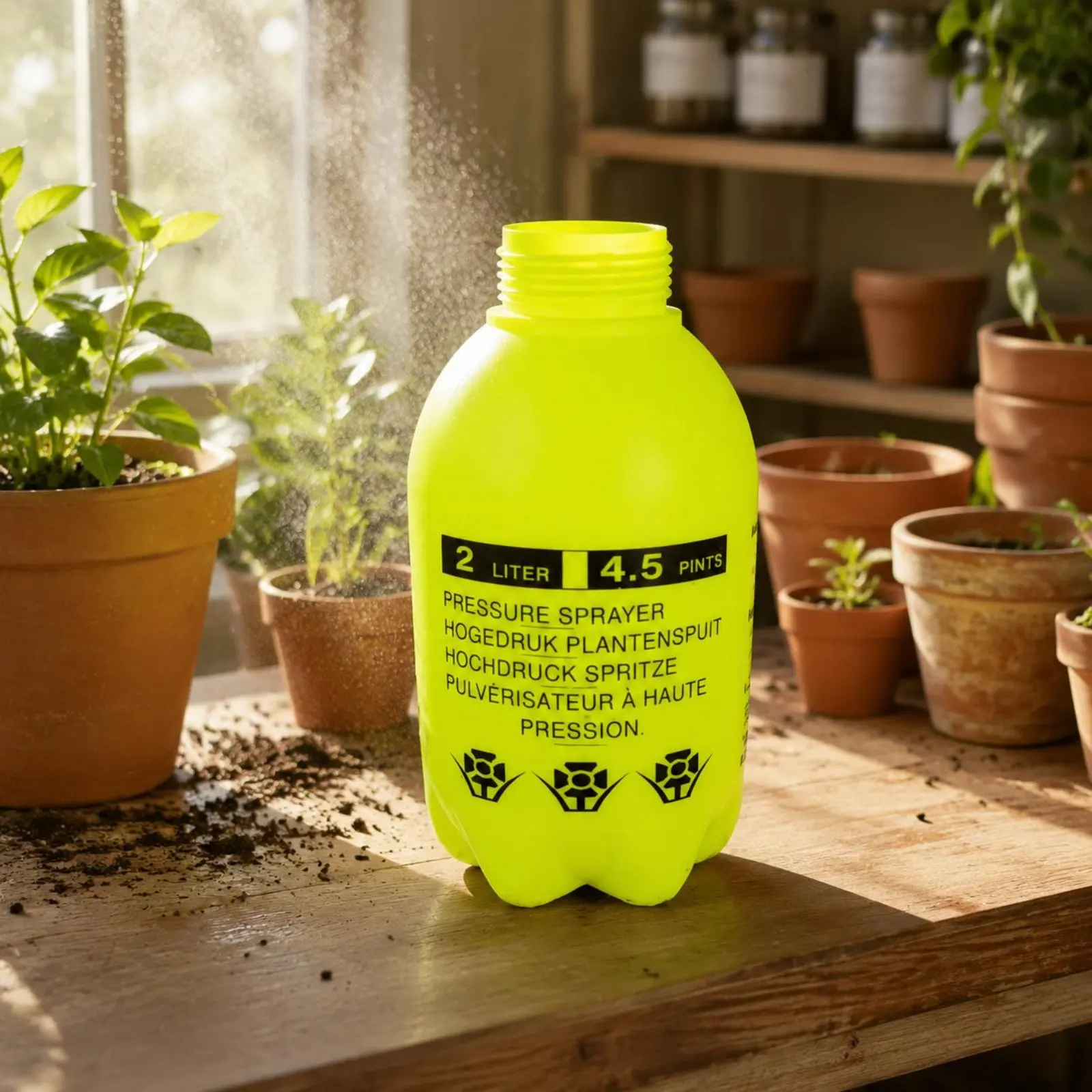 Manual Pressure Sprayer Bottle Rounded Shoulder Watering Sprayer Bottle Pressure Spray Nozzle Portable Garden Supply Multi-Use view 2
