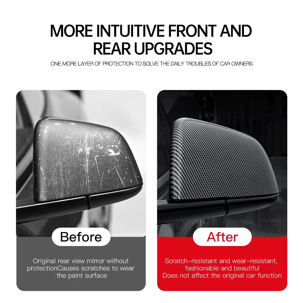 Carbon Fiber Paste Side Door Mirror Cover For Tesla Model 3 Model Y 2022 2021 Auto Exterior Accessories Sides Rearview Cover
