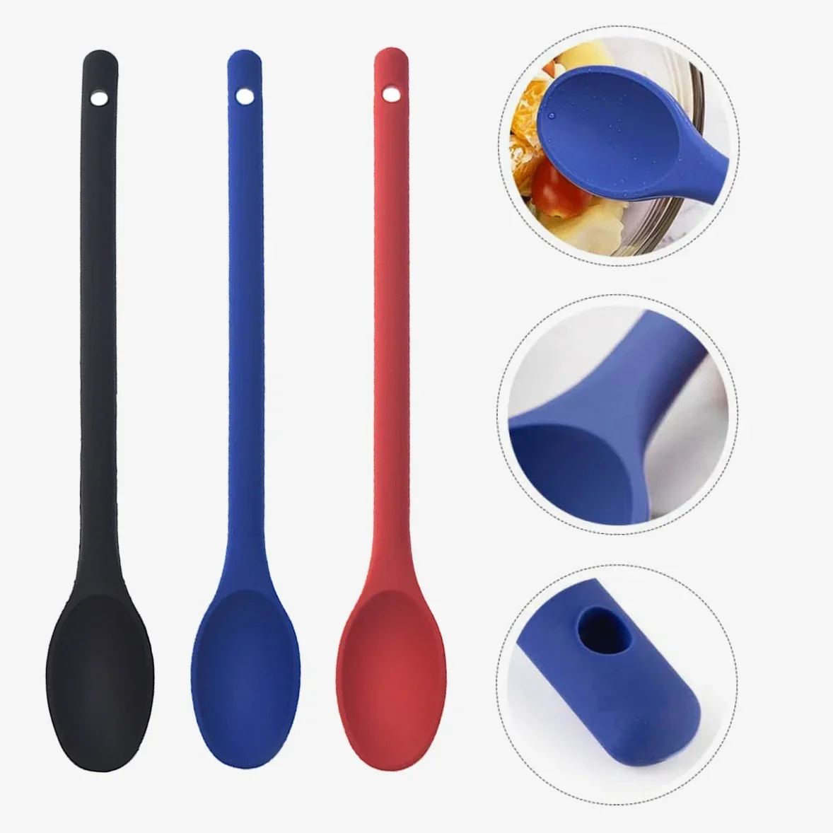 

Salad Mixing Spoon Nonstick Silicone Cooking Spoon Long Handle Spoon Baking Spoons Salad Stirring Mixing Serving Scoop Cuchara