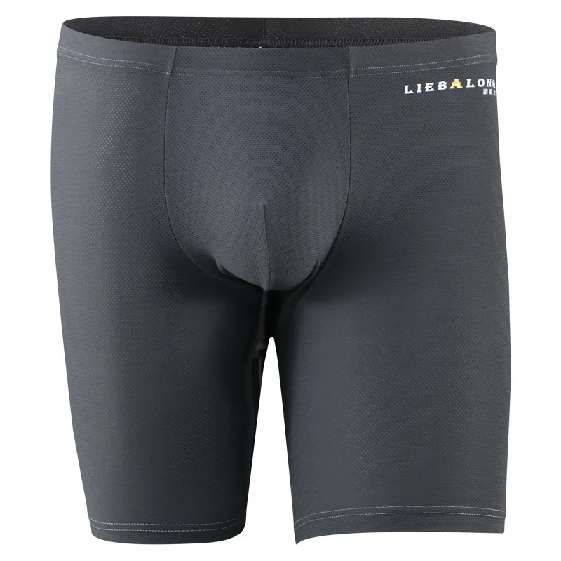 

Men's Boxer Shorts Sports Underwear Ice Silk Panties For Man Breathable U Pouch Middle Long Leg Underpants Cueca Calzoncillos