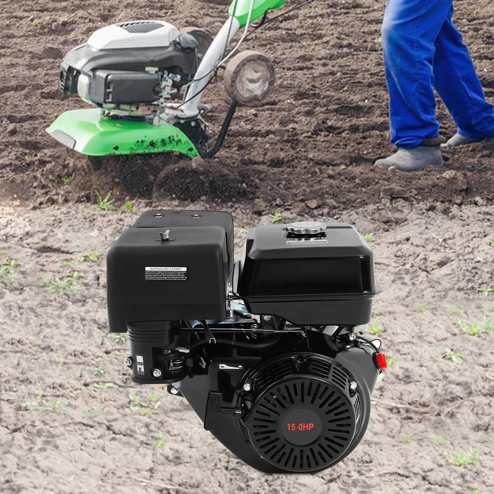 

15hp Gasoline Engine, Black Gas Powered Motor for Electric Go Kart Mini Bike Log Splitter Water Pump Generator, 4 Stroke Durable