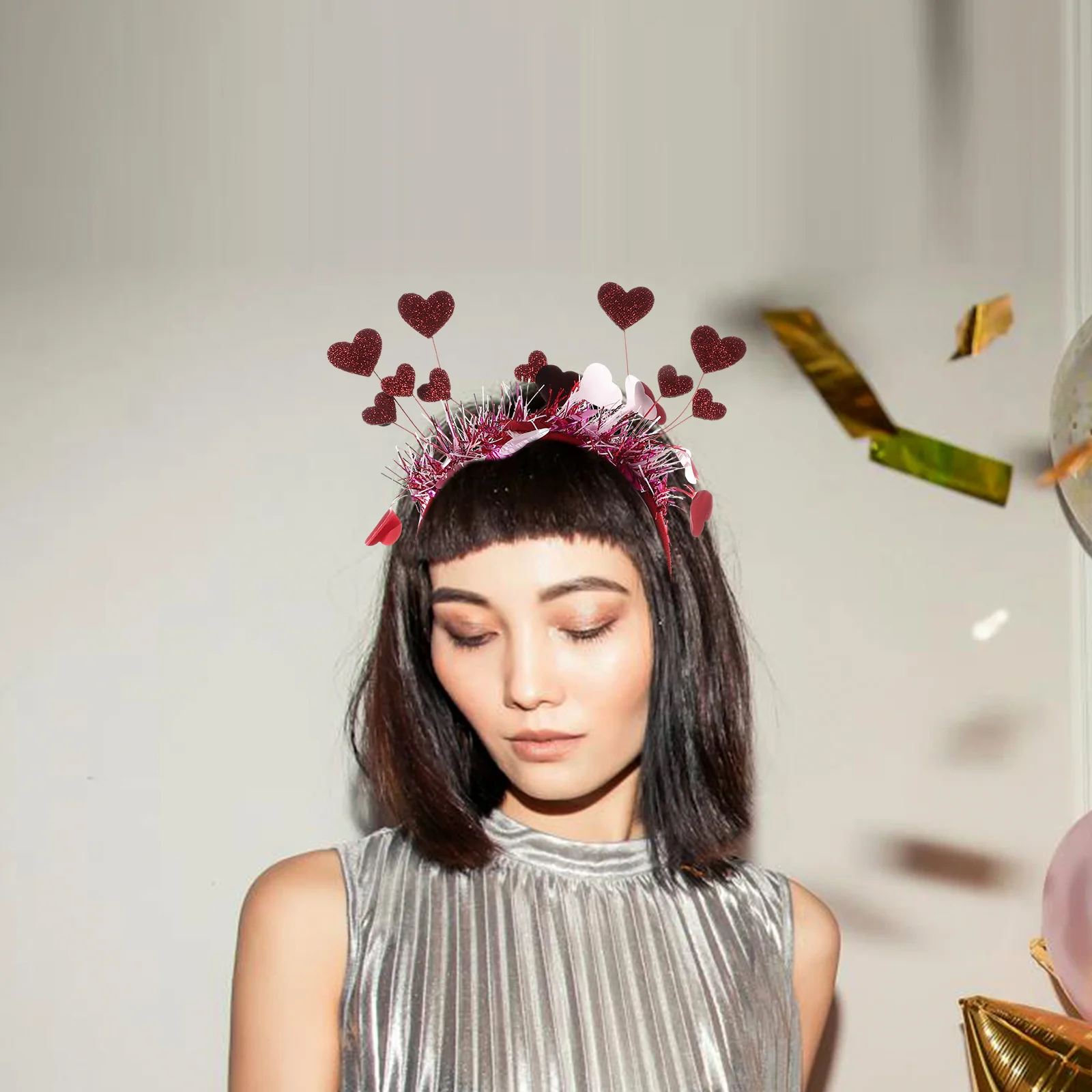 

Red Heart Headband Valentines Day Hair Hoop for Women Wedding Party Heart Antenna Headband Valentines Party Decoration