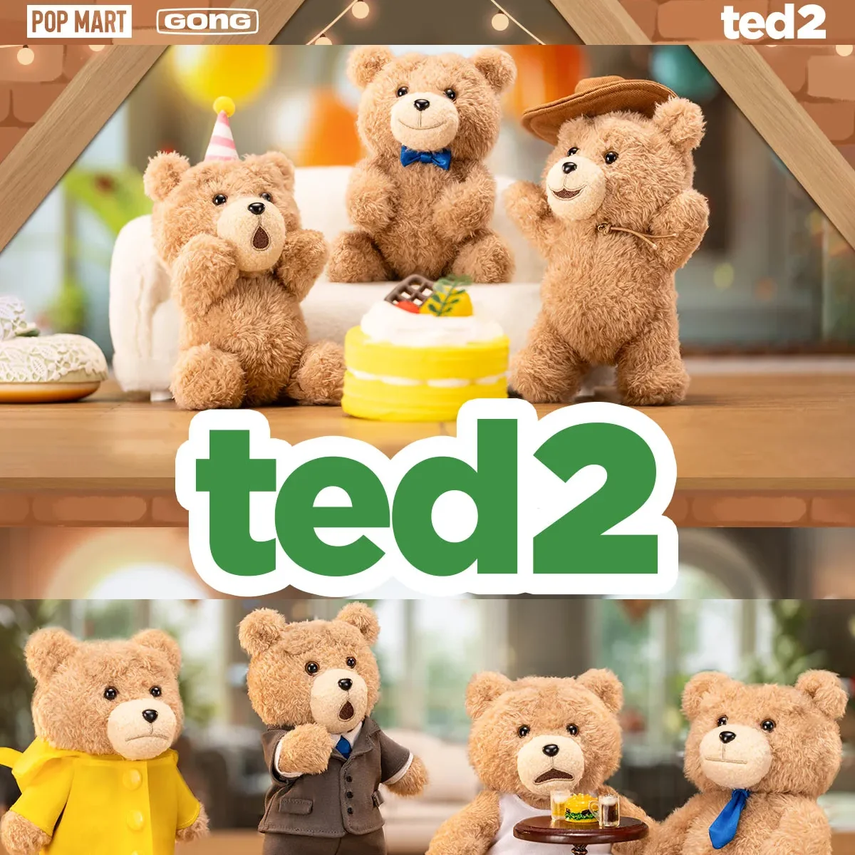 

POP MART Ted2 плюшевый мишка, плюшевая подвеска, слепая коробка, модная игрушка, подарок на день рождения, брелок, загадочная коробка, сумка для догадок