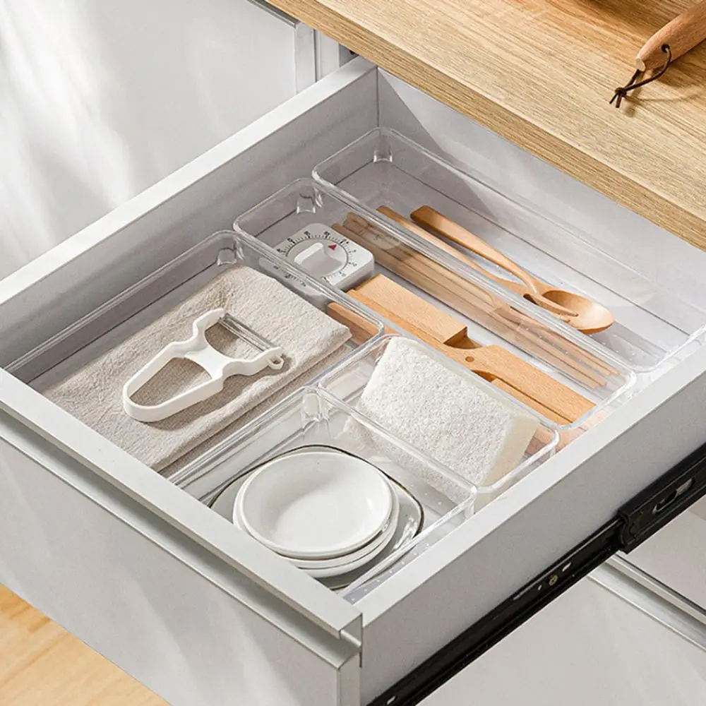 New S/M/L/XL/XXL Desktop Storage Box Transparent Drawer Storage Organizer Sundries Sorting Rectangular Cosmetics Organizer Boxes