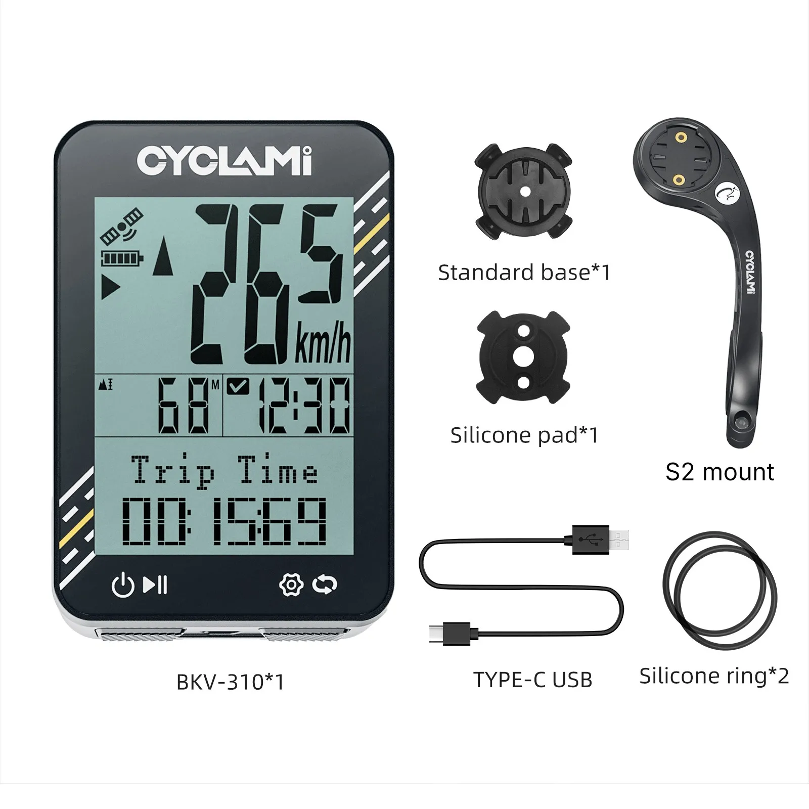 

CYCLAMI 2.4 Inch Digital GPS Bicycle Computer IPX7 Waterproof ANT+ Bike Stopwatch 9 Languages Speedometer Wireless BKV-310