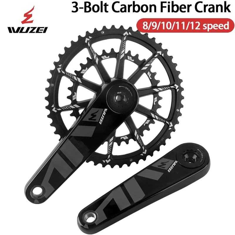 

WUZEI 165/170mm Lightweight Road Bike Carbon Fiber Crankset - Hollow Tech 50/34T chainring 11-12S High strength bicycle crank