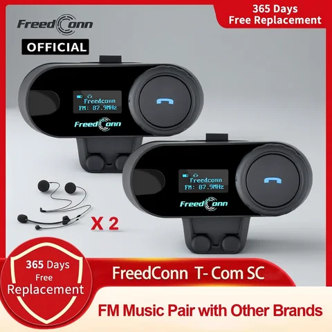 FreedConn Bluetooth Motorcycle Intercom Helmet Headset Wireless Motorbike Head Interphone LCD Screen FM Earphone