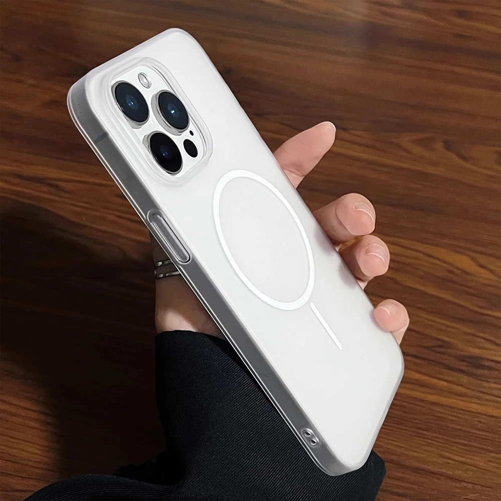 

Luxury Ultra Thin Matte Case For iPhone 16E 16 15 14 13 Pro Max Plus Mini Magnetic Magsafe Transparent Hard PC Cover Clear Shell