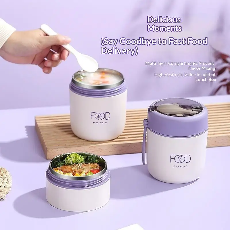 1pcs Portable Thermal Porridge Cup Insulation Lunch Box Bento Box Food Warmer Thermos Soup Cup For School Outdoor