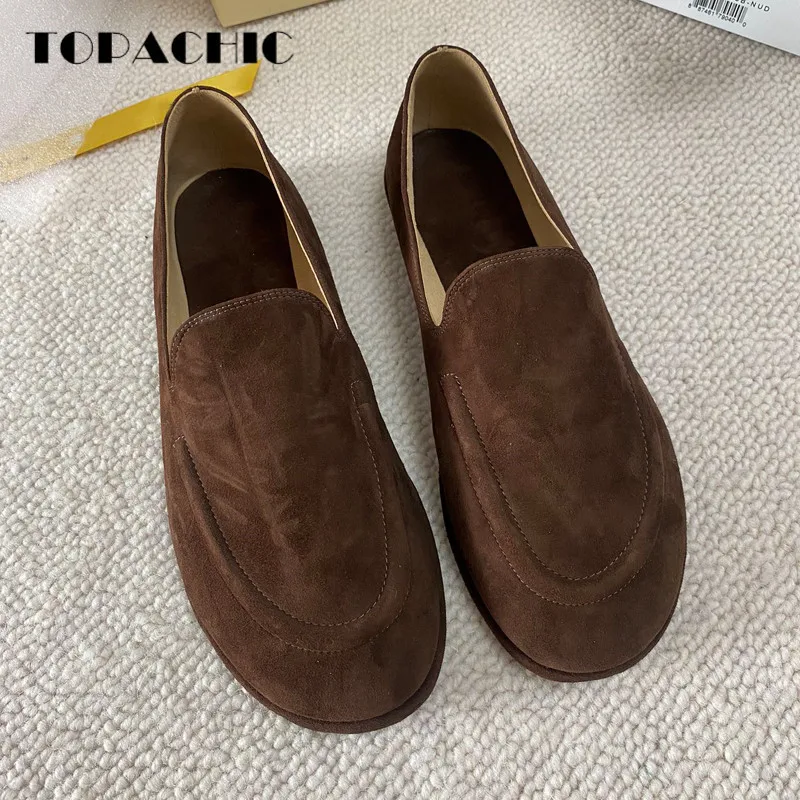 6.22 High Quality Street Style Loafers Women Round Toe Flat Soft Comfortable Genuine Leather Shoes