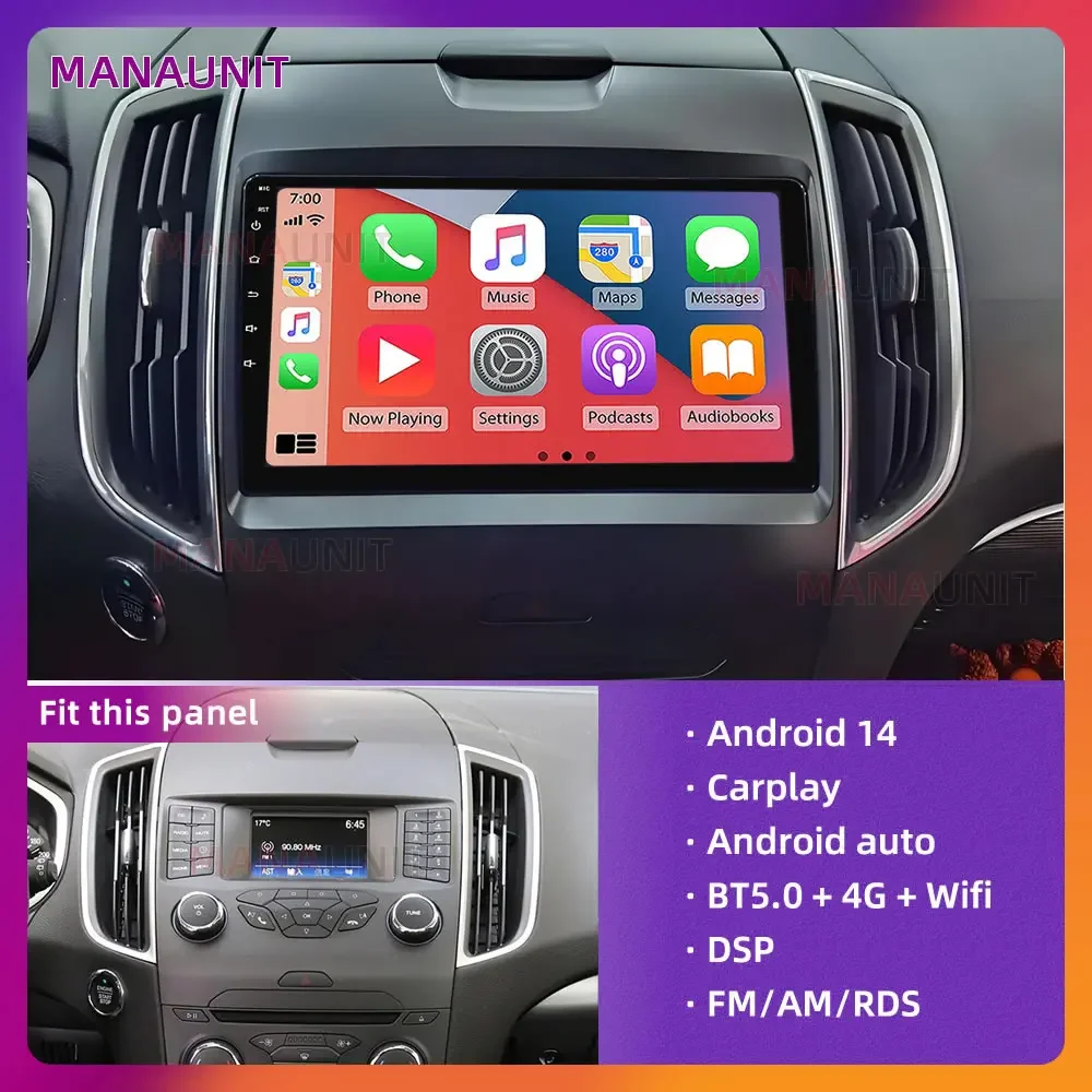 Android 14 For Ford Edge 2015-2018 Car Multimedia Player,Carplay,Auto,Radio,Navigation,GPS,Stereo,Head Unit,Smart Voice,DVD