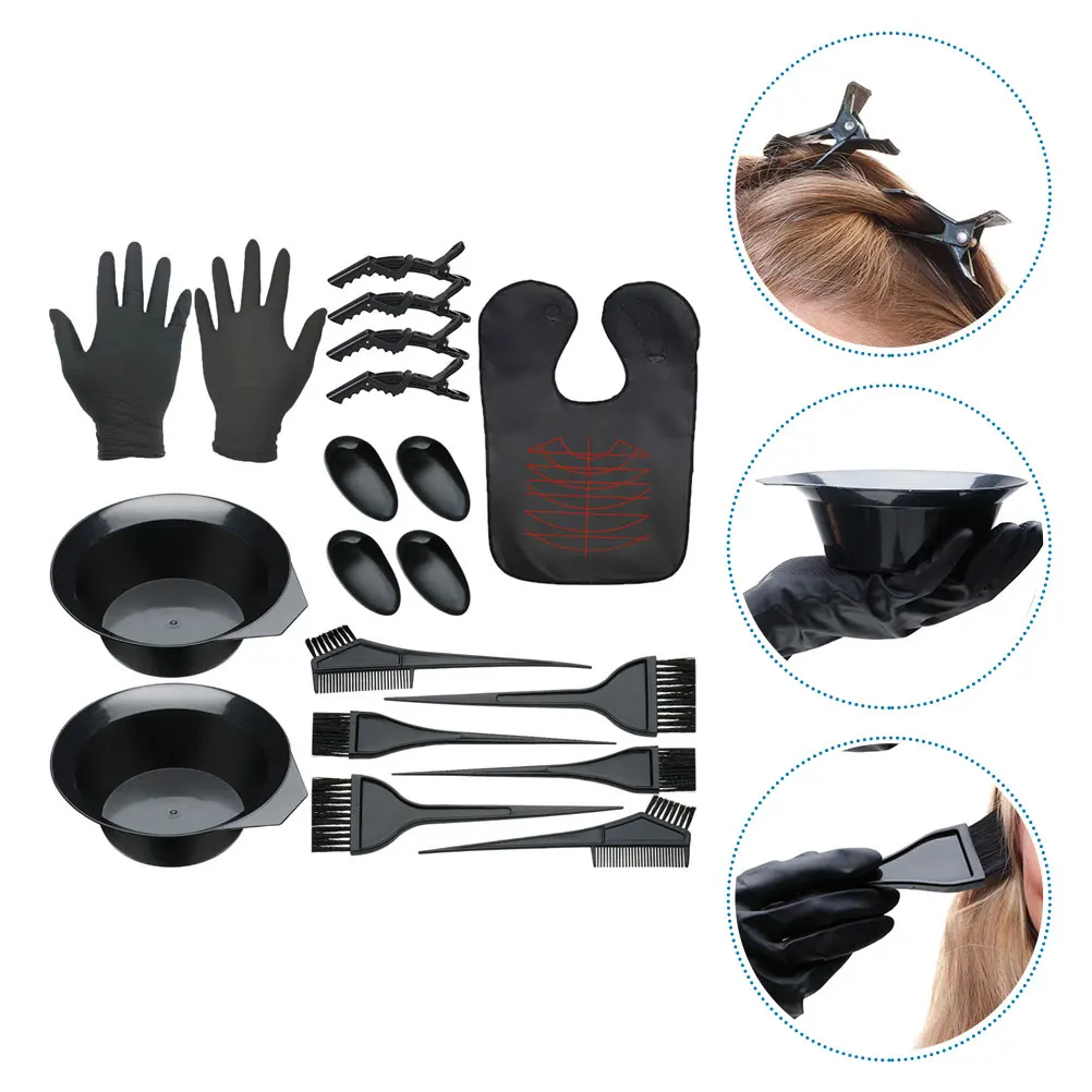 

19 Pcs Hair Dye Coloring Tools Kit Plastic Bowl Brush for Neat Hairdressing Experience Gifts