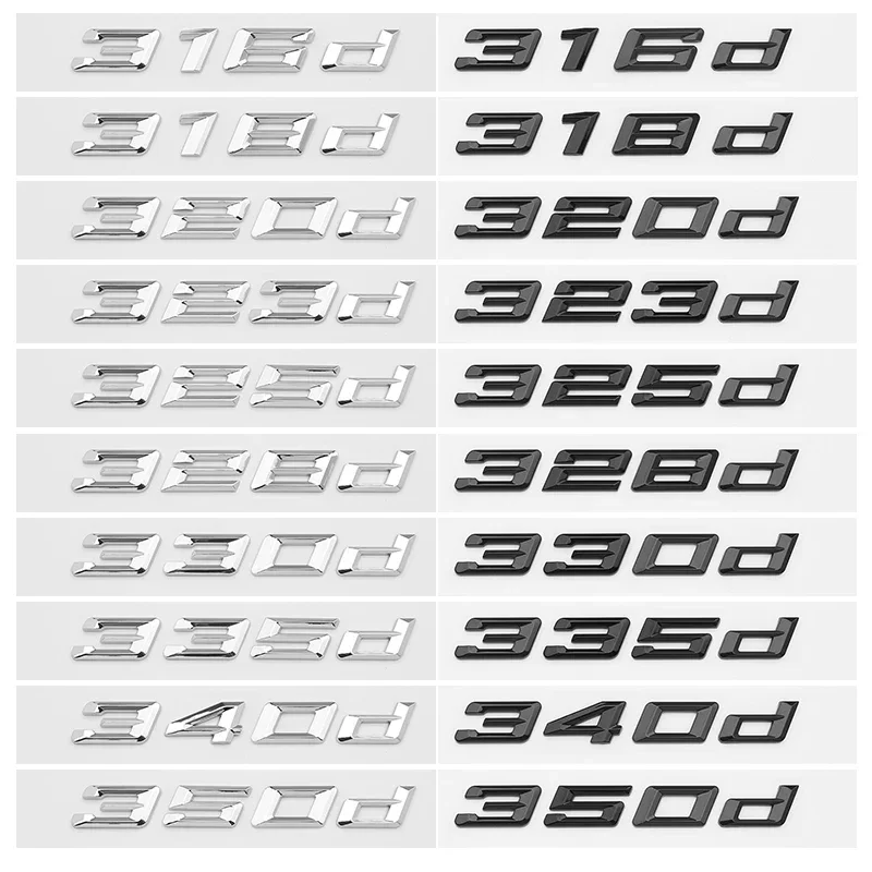 for new font number 316i 318d 320i 325i letters 328d 330i 340i GT Badge ABS 3 Series E90 E46 F30 car rear enclosure sticker