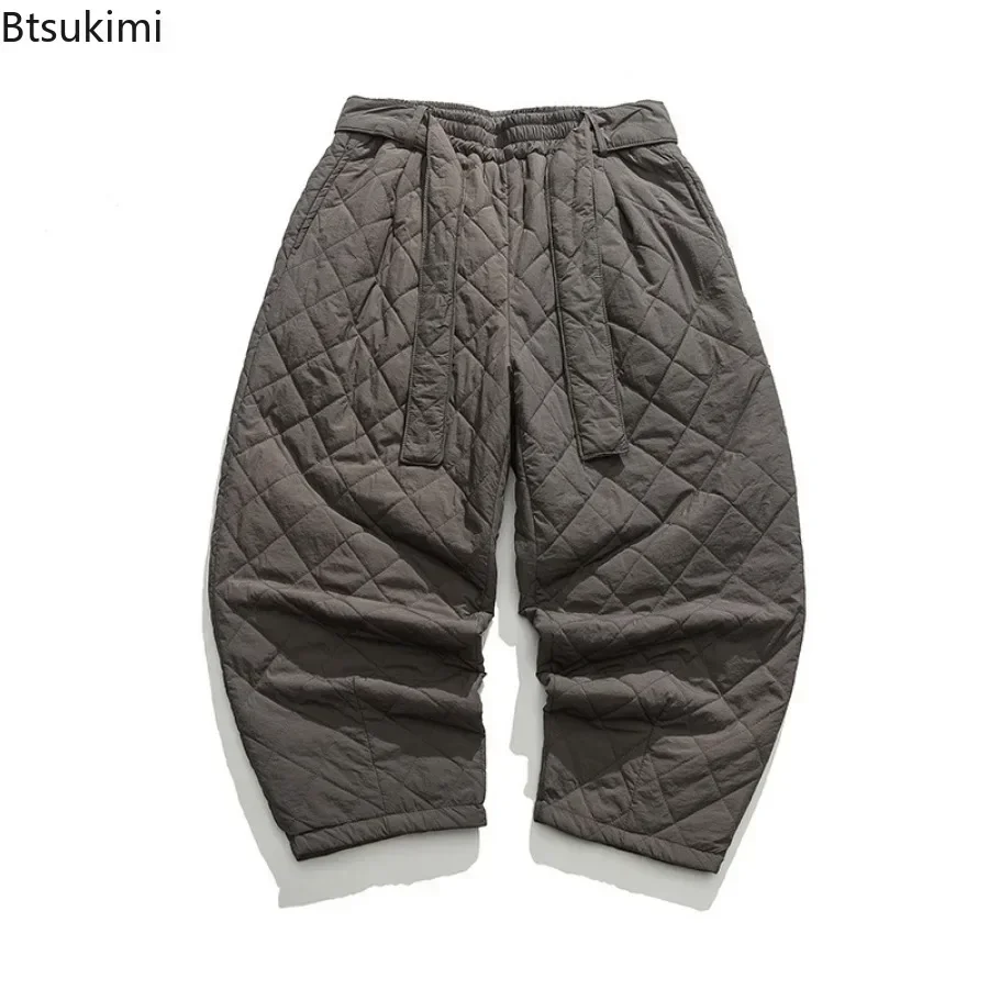 2025 Autumn Winter Thickened Cotton Padded Pants Men Casual Warm Trousers Male New Chinese Style Pants Solid Sweatpants Oversize