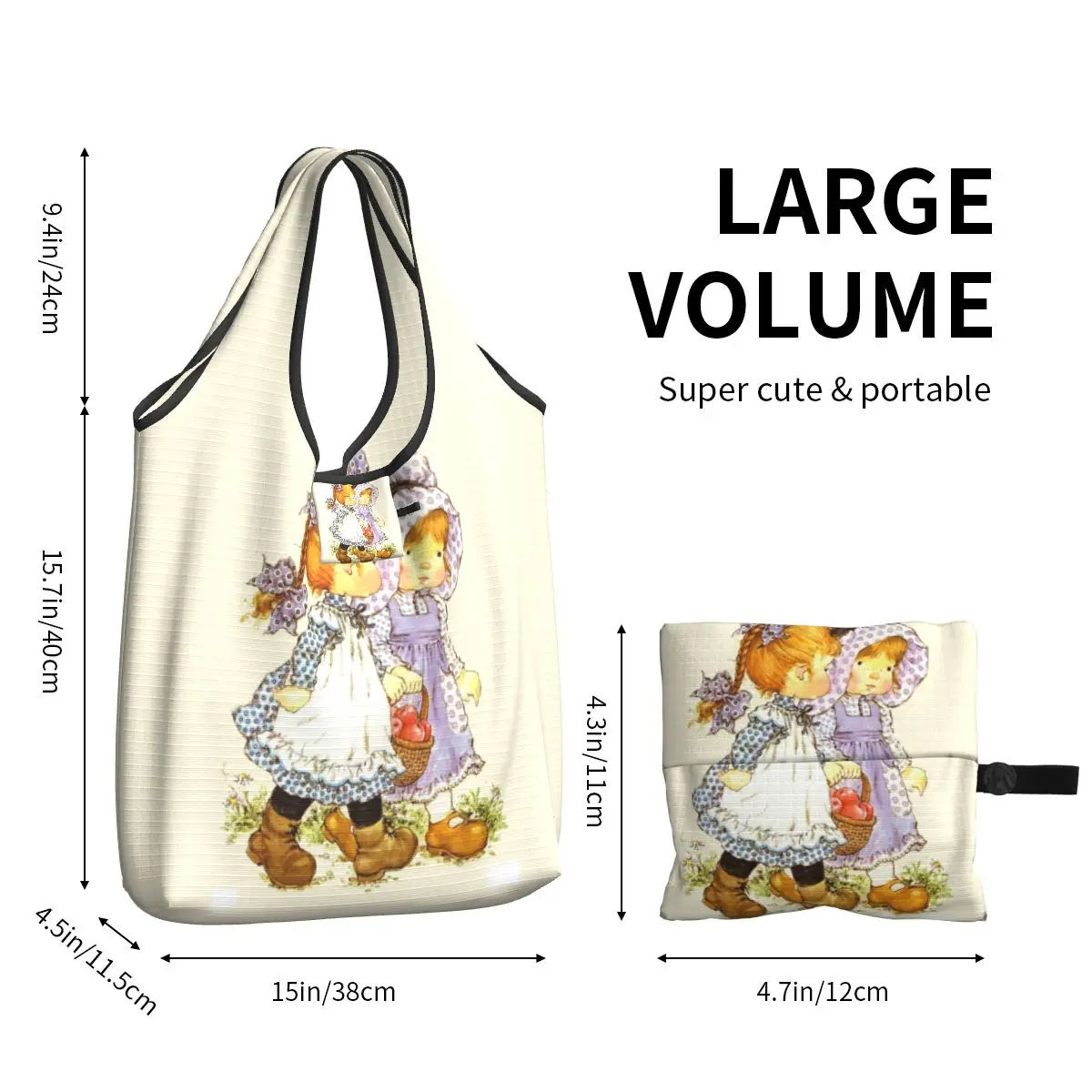 Custom Cartoon Sarah Kay Boodschappentassen Vrouwen Draagbare Grote Capaciteit Boodschappen Meisje Draagtas Shopper Tassen