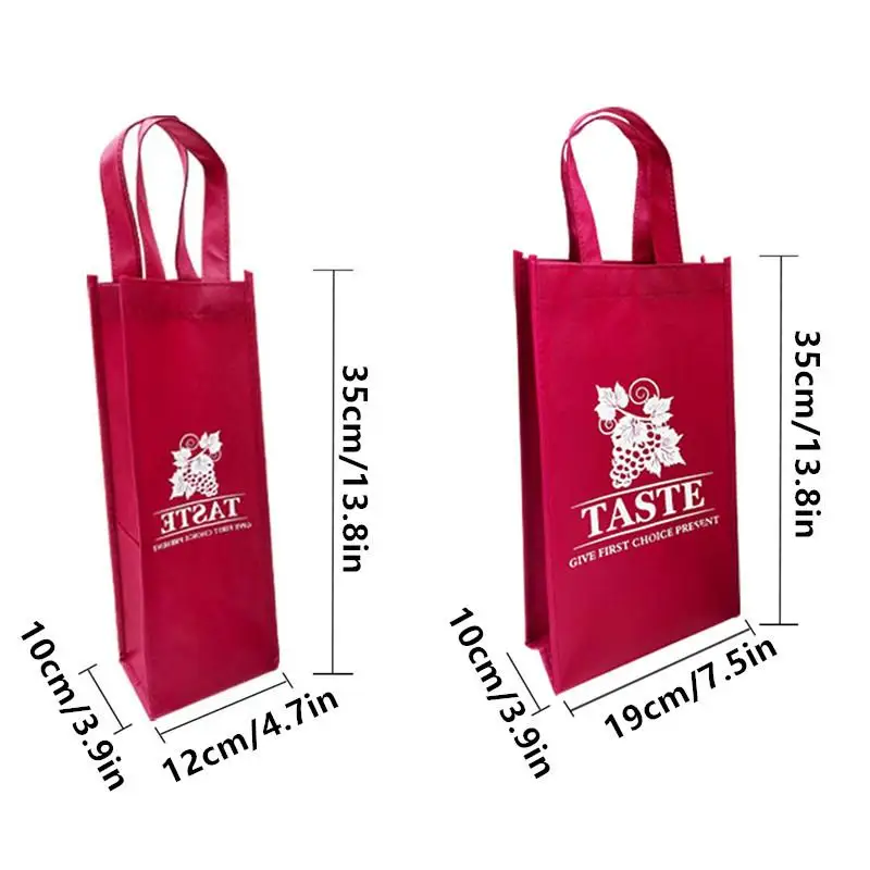 Bolsa de regalo impermeable para cerveza y champán no tejida, botella de rama individual/doble de Color, botella de vino tinto, bolsas de embalaje con asa manual