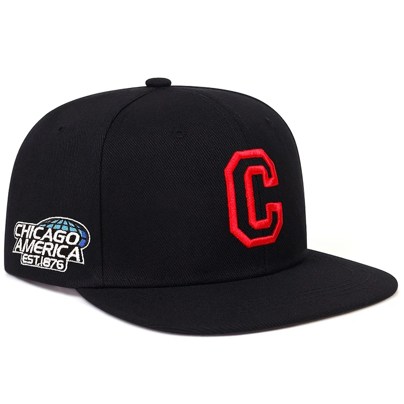 Unisex C wyszywane litery strona CHICAGO czapki hip-hopowe moda wiosna jesień na zewnątrz regulowane czapki baseballówka w stylu Casual kapelusz