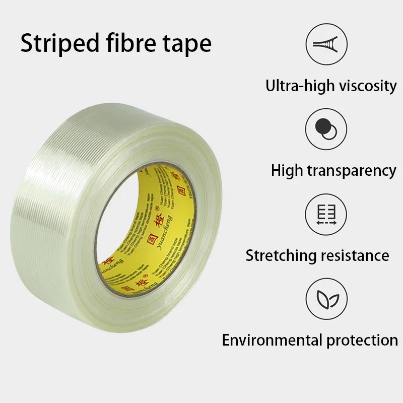 

Fiber Tape, High Strength and Adhesion, Non-Marking, Single-Sided Transparent, Waterproof, High Temperature Resistant, Striped,