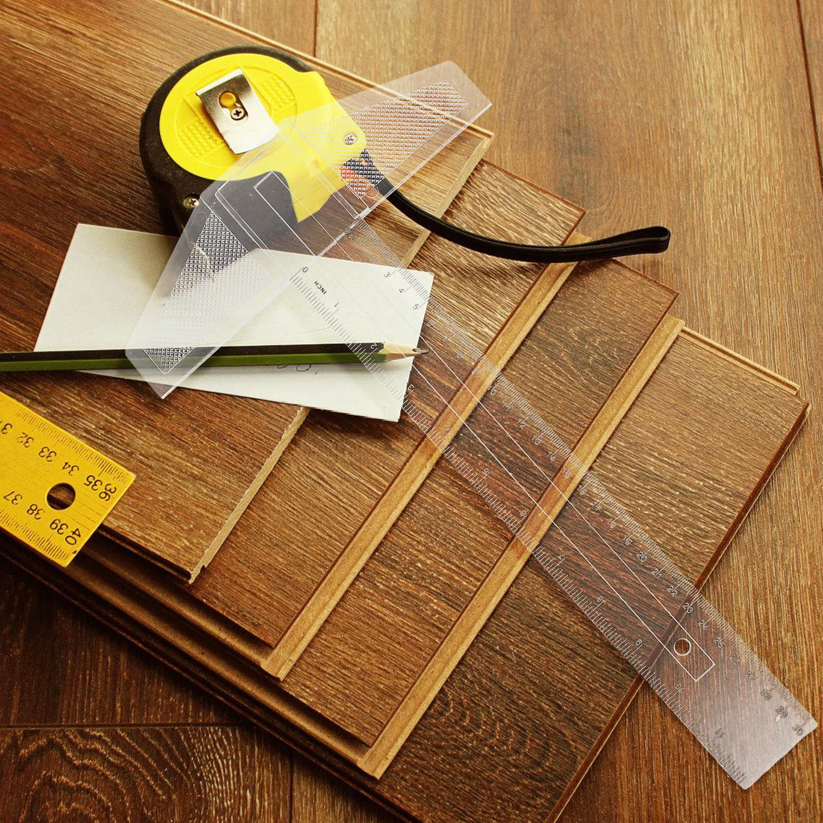 

2Pcs Ruler Durable Acrylic ABS Material Easy to Clean Maintain Longer Service Life Measuring Ruler