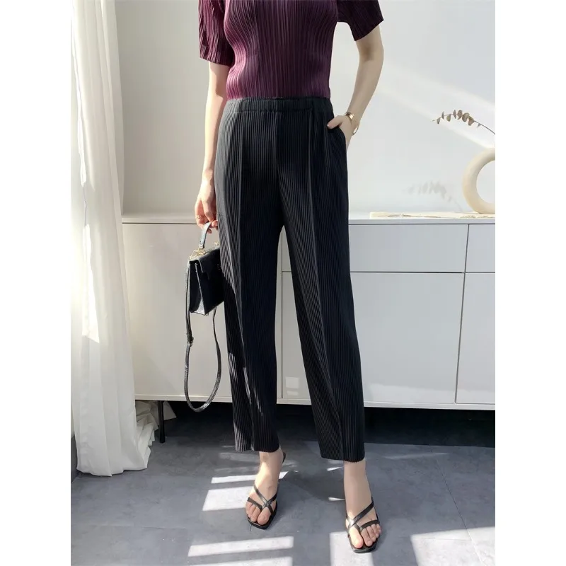 YUDX Miyake Pleated Pants Women's Thickened Fabric Loose Slim Comfortable Casual Pleated Pants 2024 Early Spring New