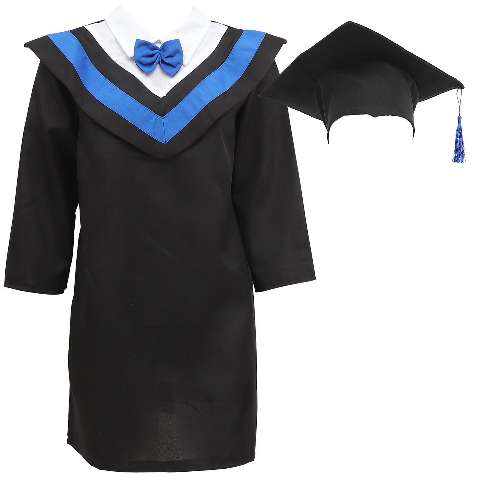 

Graduation Gown Cap Kids Dress Tassel Preschool Suits Boys Girls Comfortable Material Kindergarten Child Gown Set Photos Props