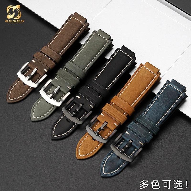 For Casio G-SHOCK dw-9052 dw-9050 dw-9051 Modifie cowhide leather watch strap 24-16mm Soft Retro Calfskin watchband man Bracelet