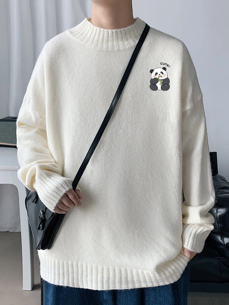 

Warm Extra Large Knitted Sweater for Men f High Collar Teenagers Trendy Brand Casual Loose Fit Long Sve Autumn Wear