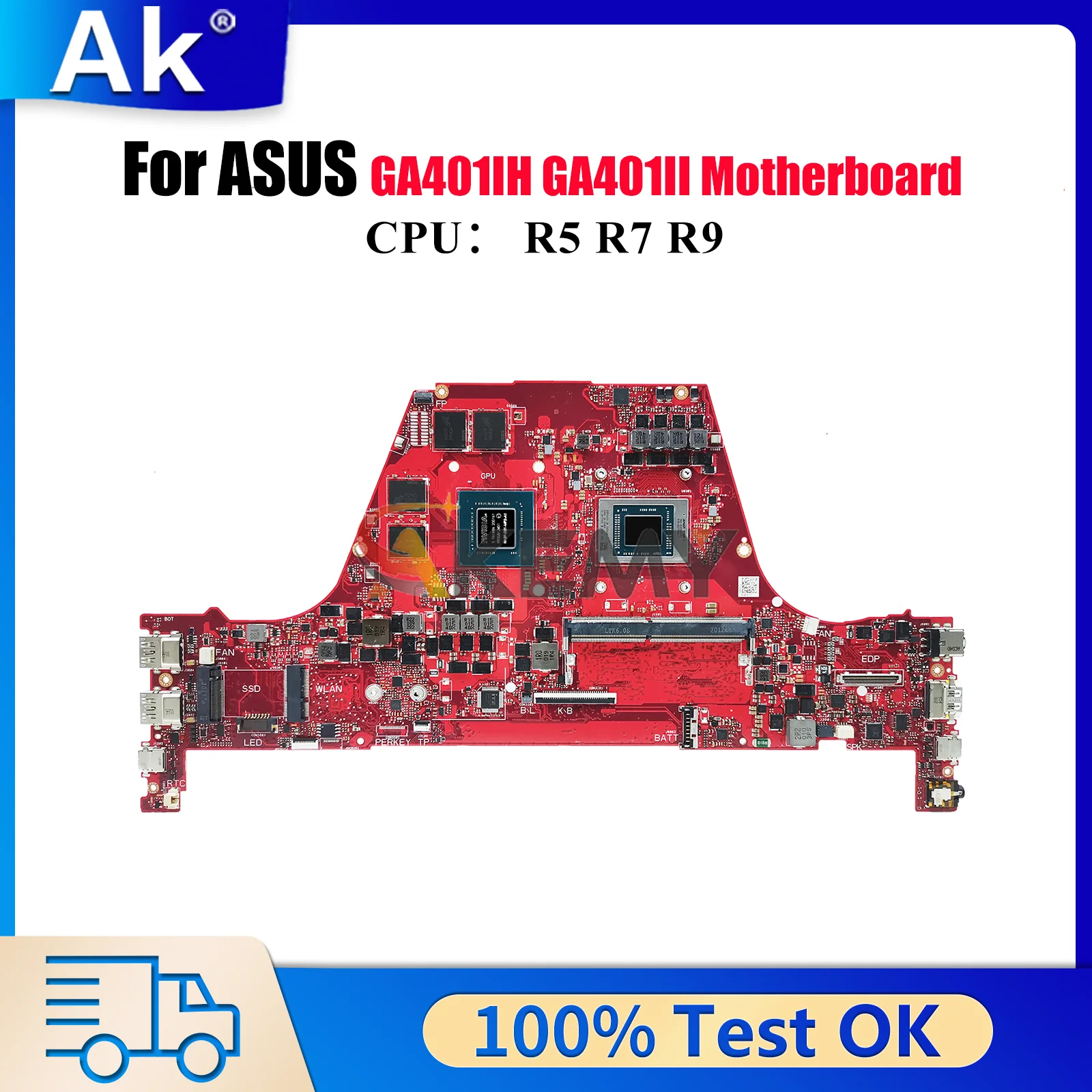 GA401IH Laptop Motherboard For ASUS ROG Zephyrus G14 GA401II GA401IH GA401I Notebook Mainboard With R5 R7 CPU 100% Tests OK
