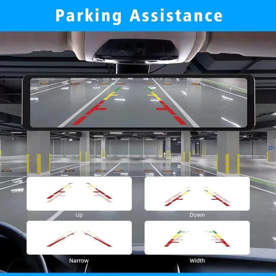 سيارة مرآة الرؤية الخلفية وسيارة لاسلكية اللعب Anriod Anto DVR كاميرا Andriod واي فاي بلوتوث كامل HD 1080P DVR مسجل وقوف السيارات #3