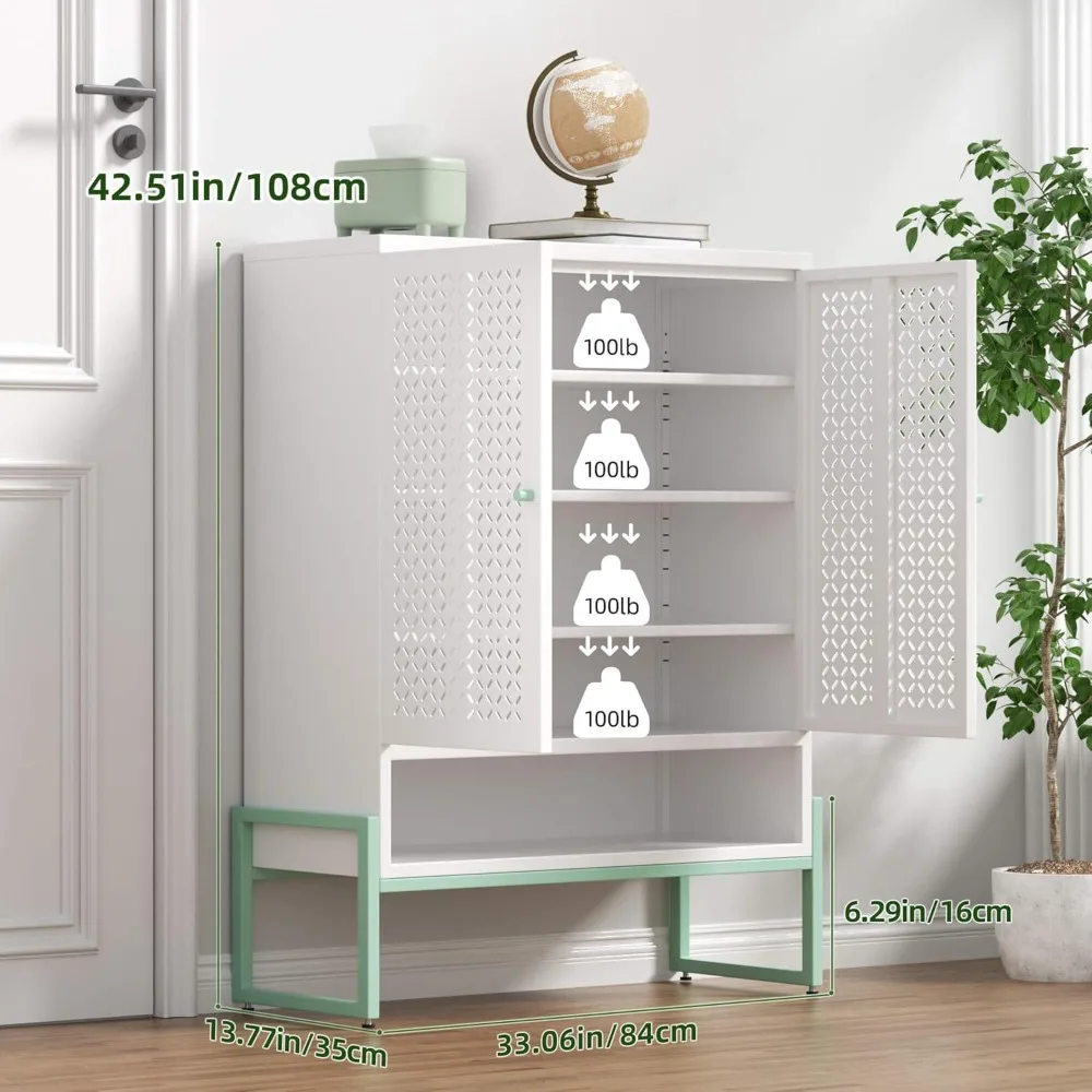 خزانة تخزين الحمام الطويلة، خزانة أحذية معدنية للمدخل مع باب وأرفف قابلة للتعديل لغرفة الغسيل والمخزن والمطبخ