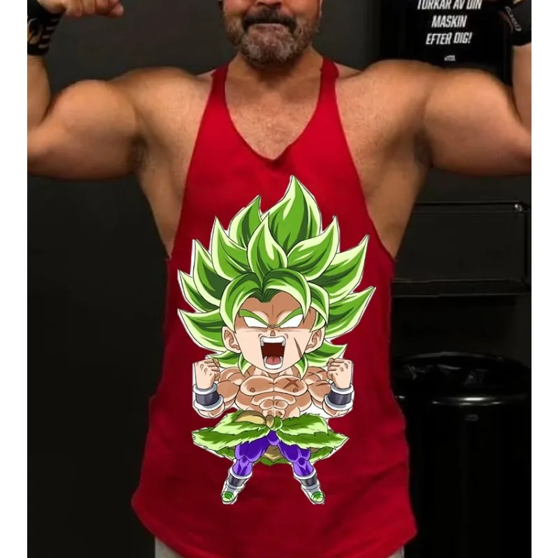 

Dragon Ball Z Cartoon Broli Character Printed Men's Tank Top Fitness Vest Loose Breathable Fashion Sweatshirt Sleeveless Shirt