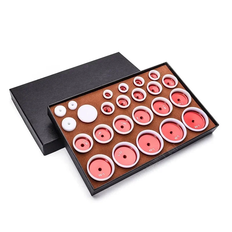 Watch repair tools 24 deepened aluminum box  nylon molds, gland glass molds, single and double Bu rubber ring molds