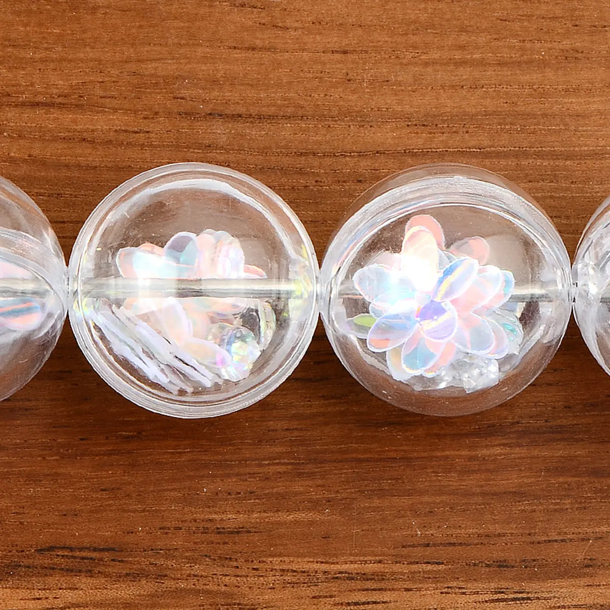 6pcs 2cm Random Color Mix Transparent Round Shape White Flower Shape Acrylic Beads For Jewelry Making DIY Phone Accessories