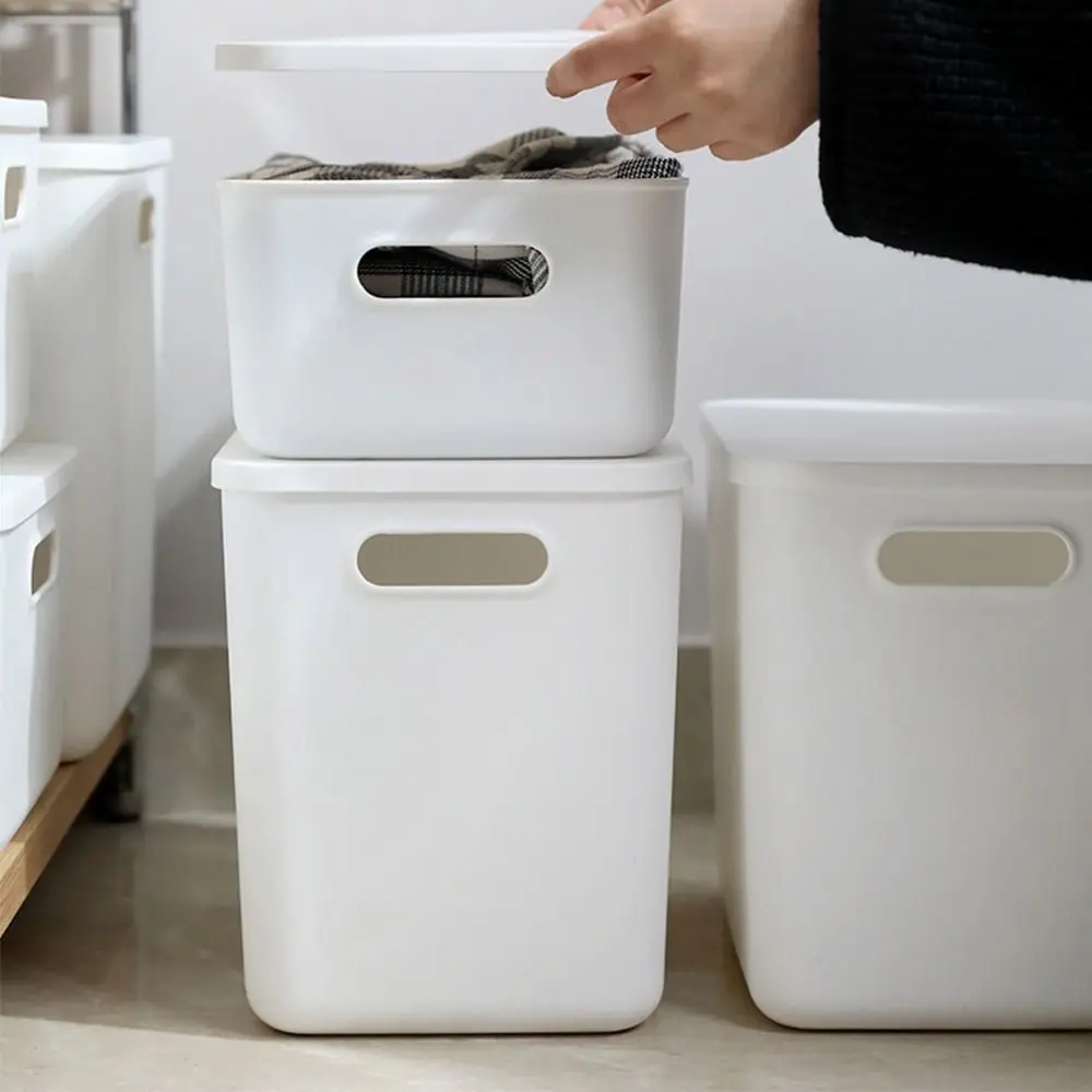 New With Lid Cover Stackable Storage Box Plastic Convenient Table Organizer Case Solid Home Container For Home Bedroom