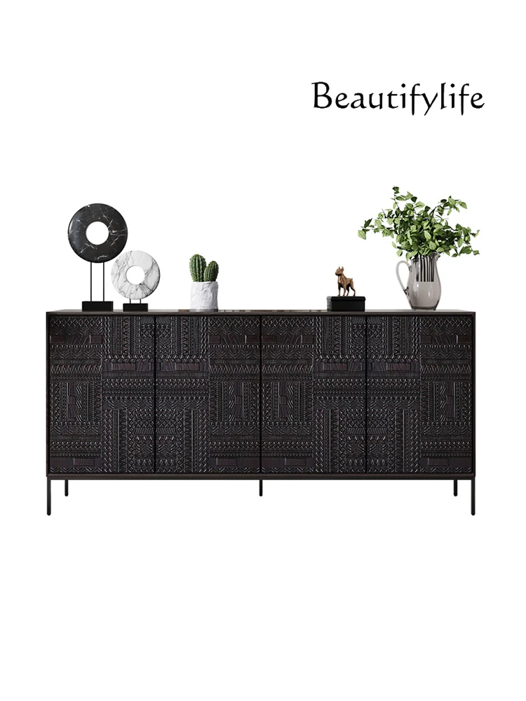 

Nordic Retro Sideboard Cabinet Bedroom Carved TV Cabinet Silent Style Designer Art Entrance Cabinet