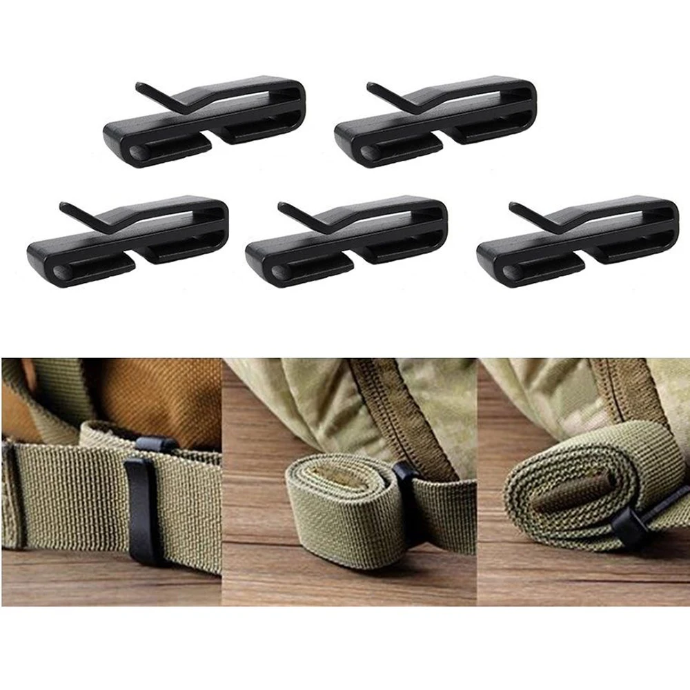 5pcs Quick Slip Keeper Buckle clip Slider For Molle Tactical backpack Adjusting strap webbing 20mm 25mm 32mm 38mm 49mm Black
